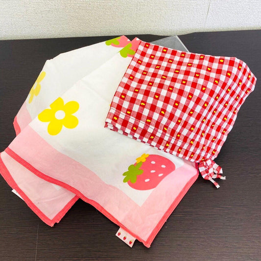 Mother Garden School Lunch Napkin Mat Set Strawberry Plaid Flower Kawaii Rare