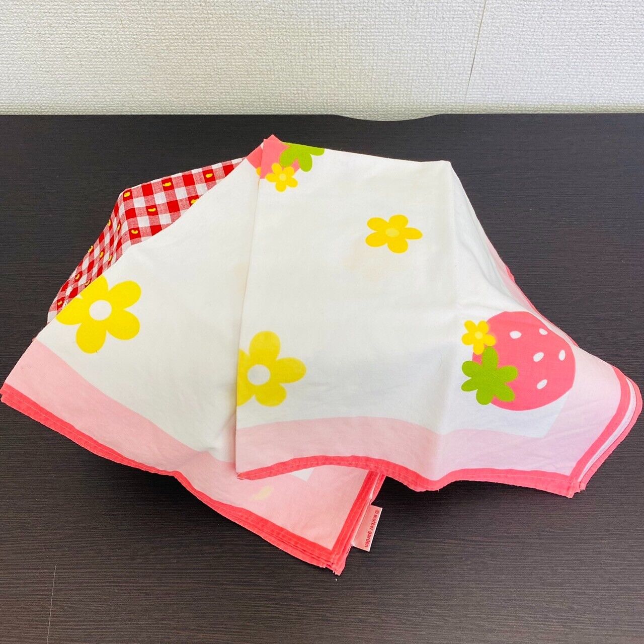 Mother Garden School Lunch Napkin Mat Set Strawberry Plaid Flower Kawaii Rare