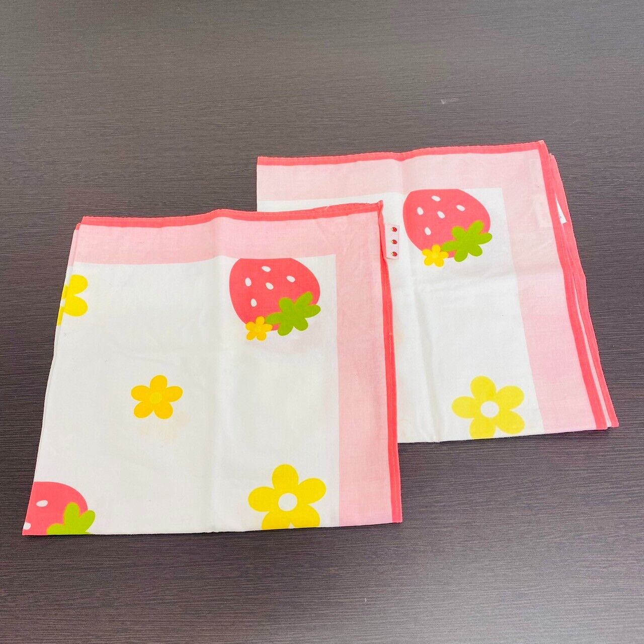 Mother Garden School Lunch Napkin Mat Set Strawberry Plaid Flower Kawaii Rare