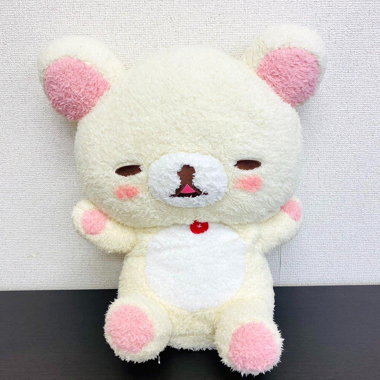 San-X Rilakkuma Korilakkuma Plush Soft Stuffed Toy White Fluffy Cheeks Bear Rare