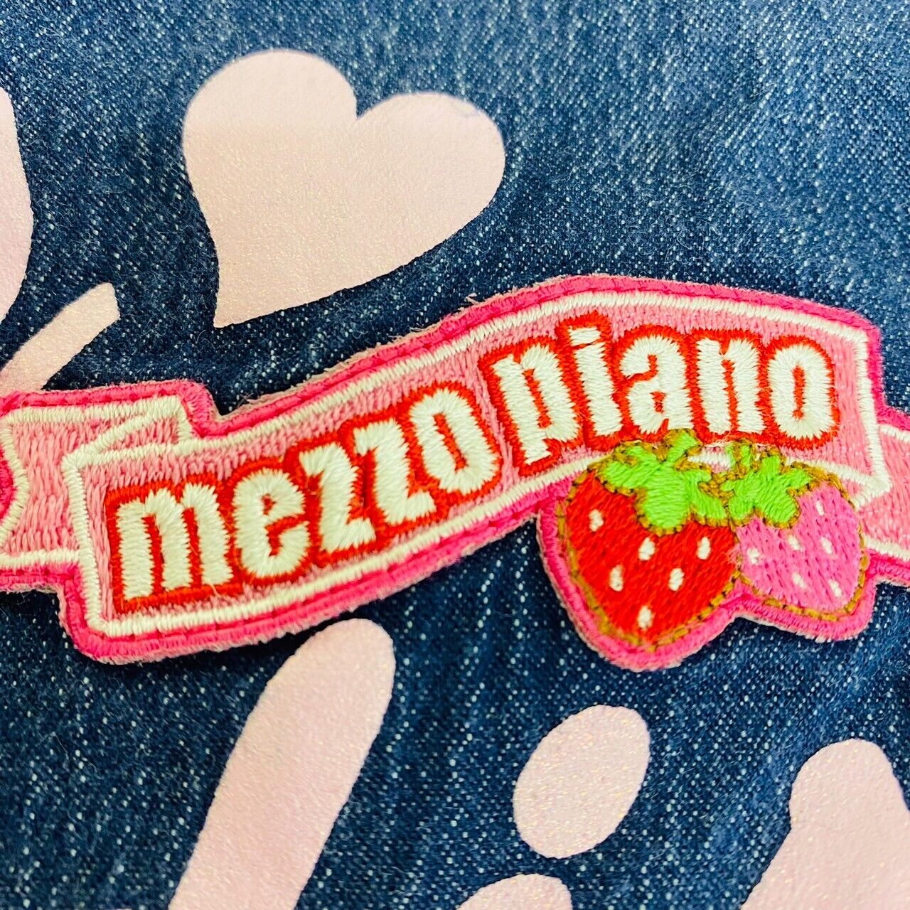 Mezzo Piano Kids T-shirt Tops 140cm Denim Short Sleeve Fruits Strawberry Heart