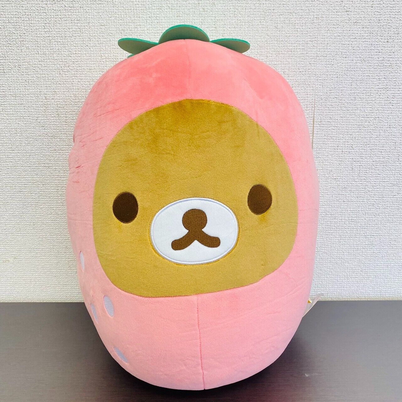 San-x Rilakkuma Cushion Mochimochi Pink Strawberry Bear Costume Fluffy Kawaii