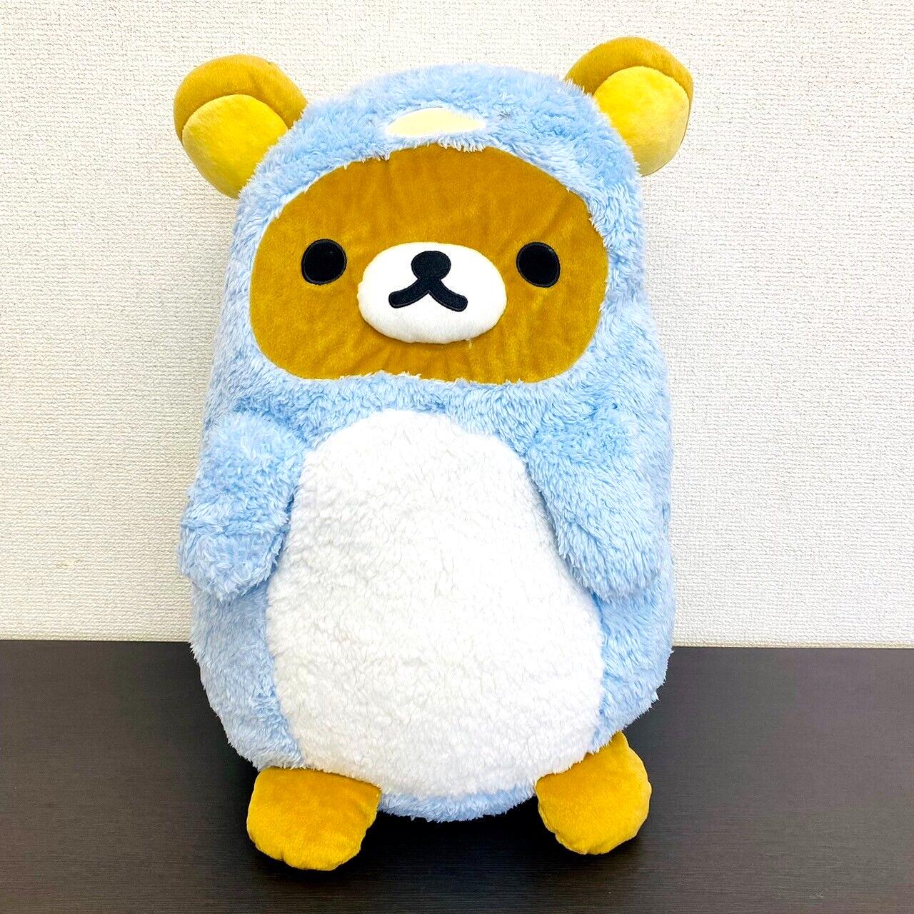 San-X Rilakkuma Costume Penguin Blue Plush Soft Stuffed Toy Fluffy Bear Kawaii