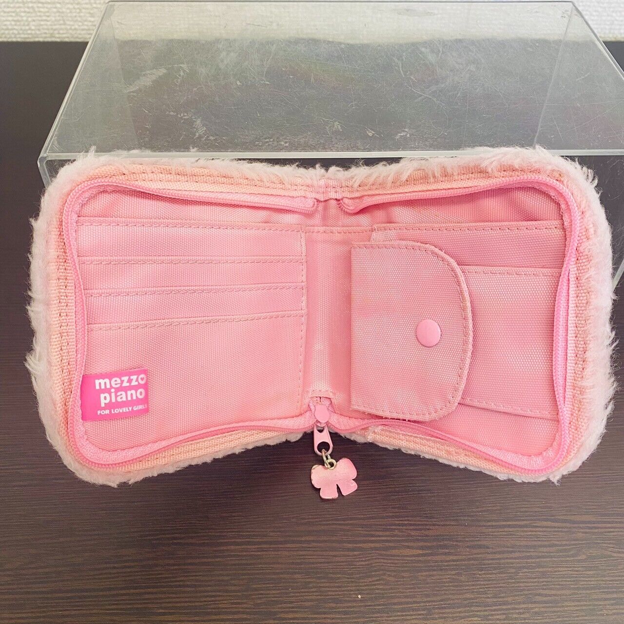 Mezzo Piano Wallet Pink Fluffy Berrie-chan Heart Ribbon Charm Rabbit Bear Kawaii