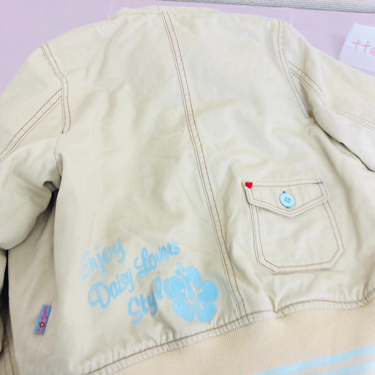 Daisy Lovers Blouson Jacket 140cm Yellow Light Blue Button Hood Clothing Girls