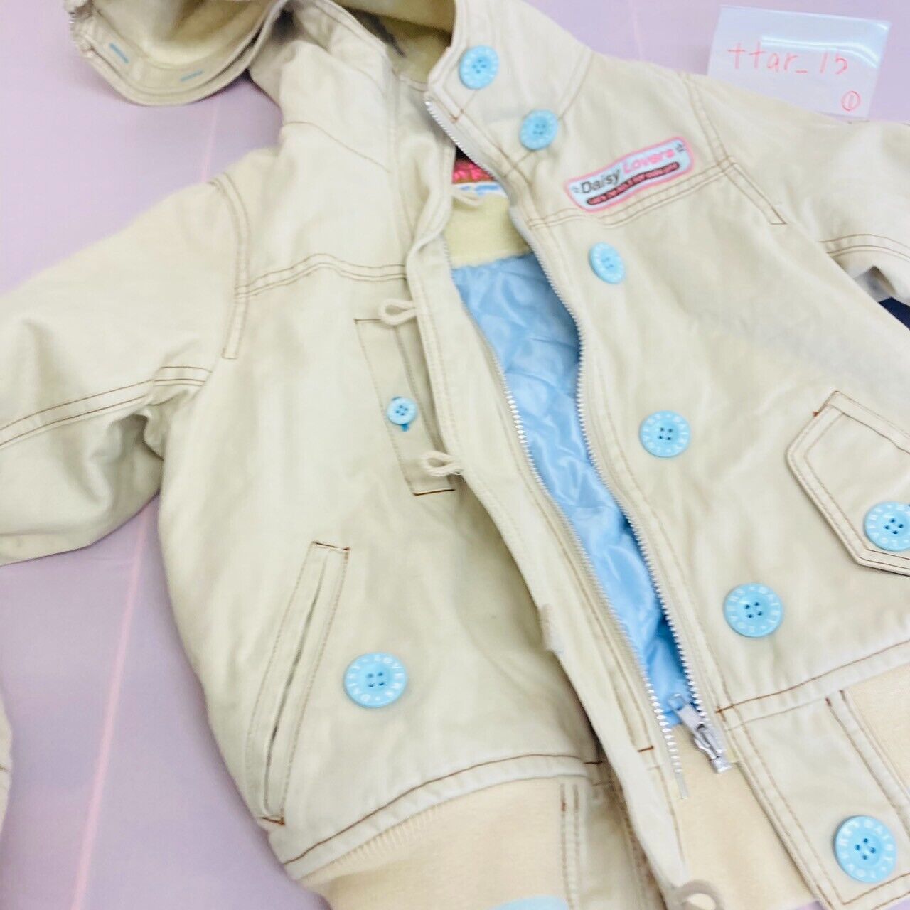 Daisy Lovers Blouson Jacket 140cm Yellow Light Blue Button Hood Clothing Girls