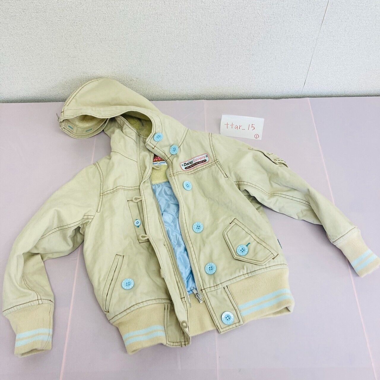 Daisy Lovers Blouson Jacket 140cm Yellow Light Blue Button Hood Clothing Girls