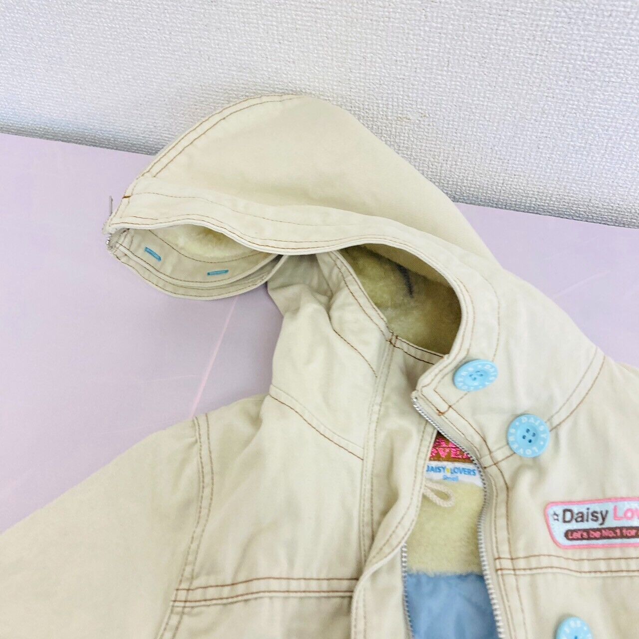 Daisy Lovers Blouson Jacket 140cm Yellow Light Blue Button Hood Clothing Girls