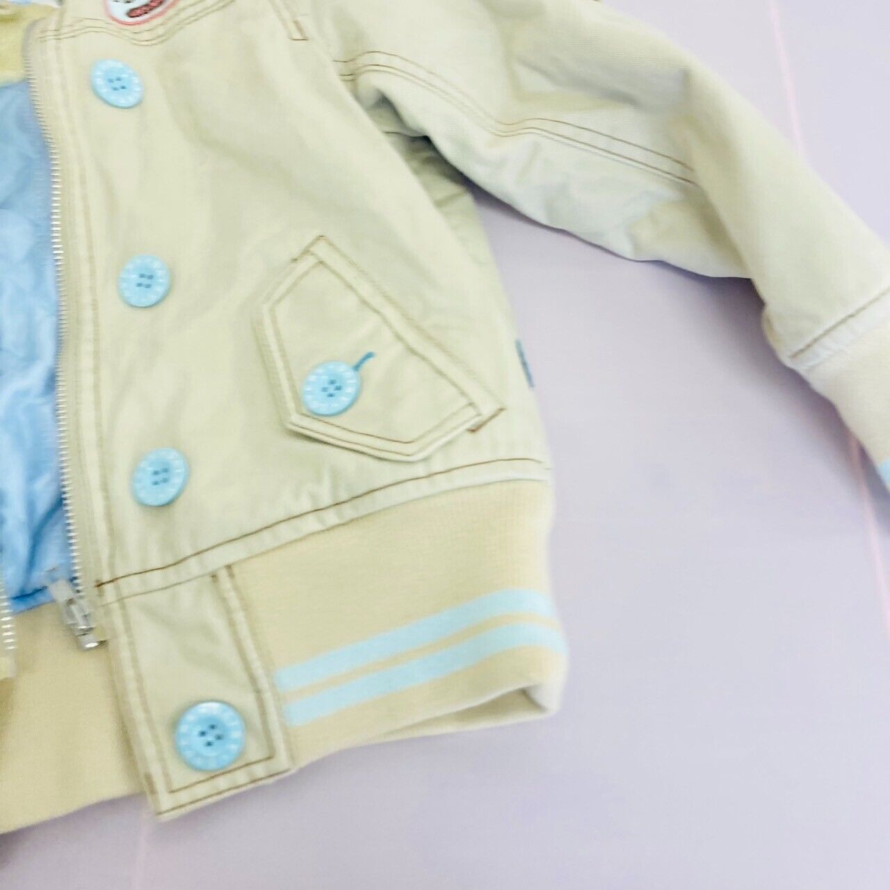 Daisy Lovers Blouson Jacket 140cm Yellow Light Blue Button Hood Clothing Girls