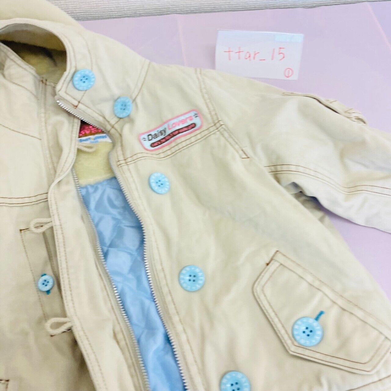 Daisy Lovers Blouson Jacket 140cm Yellow Light Blue Button Hood Clothing Girls