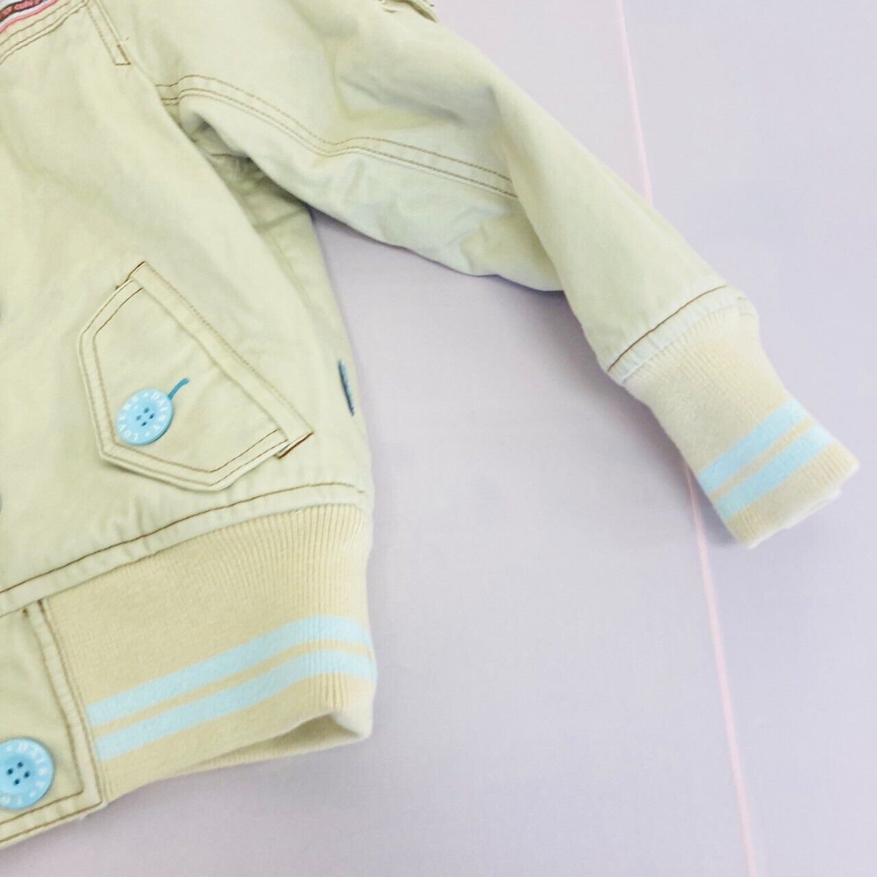 Daisy Lovers Blouson Jacket 140cm Yellow Light Blue Button Hood Clothing Girls