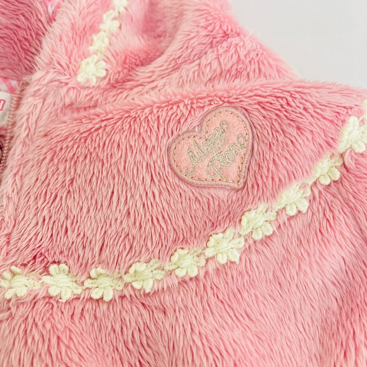 Mezzo Piano Hoodie Jacket 130cm Pink Fluffy Boa Heart Girls Clothing Tops Kawaii