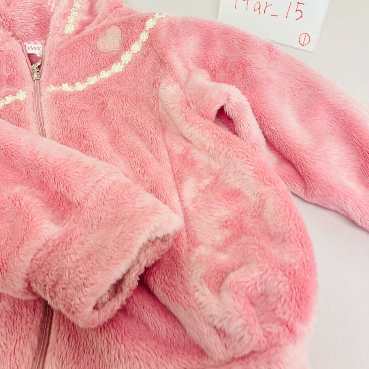 Mezzo Piano Hoodie Jacket 130cm Pink Fluffy Boa Heart Girls Clothing Tops Kawaii