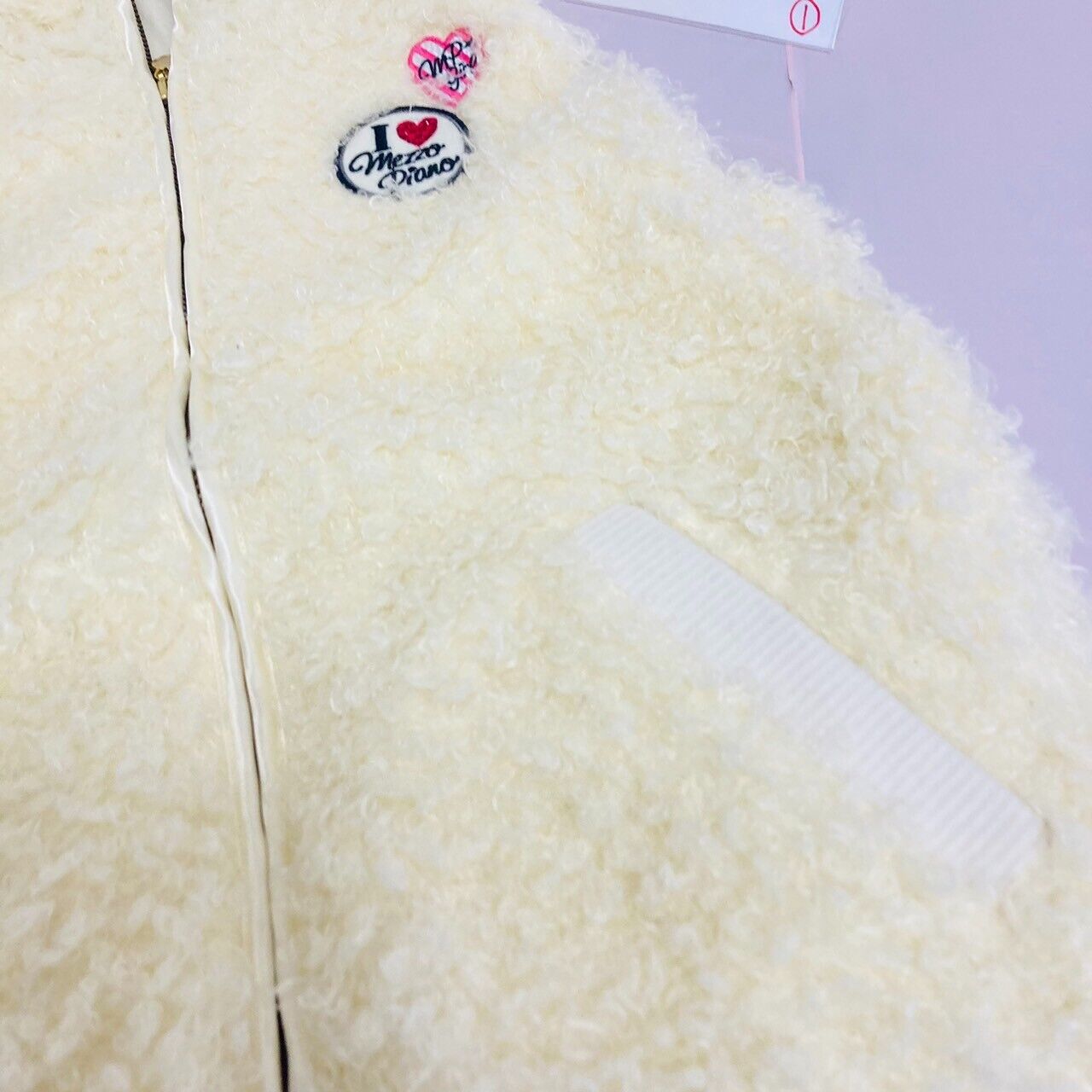 Mezzo Piano Vest 160cm White Kids Girls Boa Fluffy Hood Dot Heart Clothing Rare