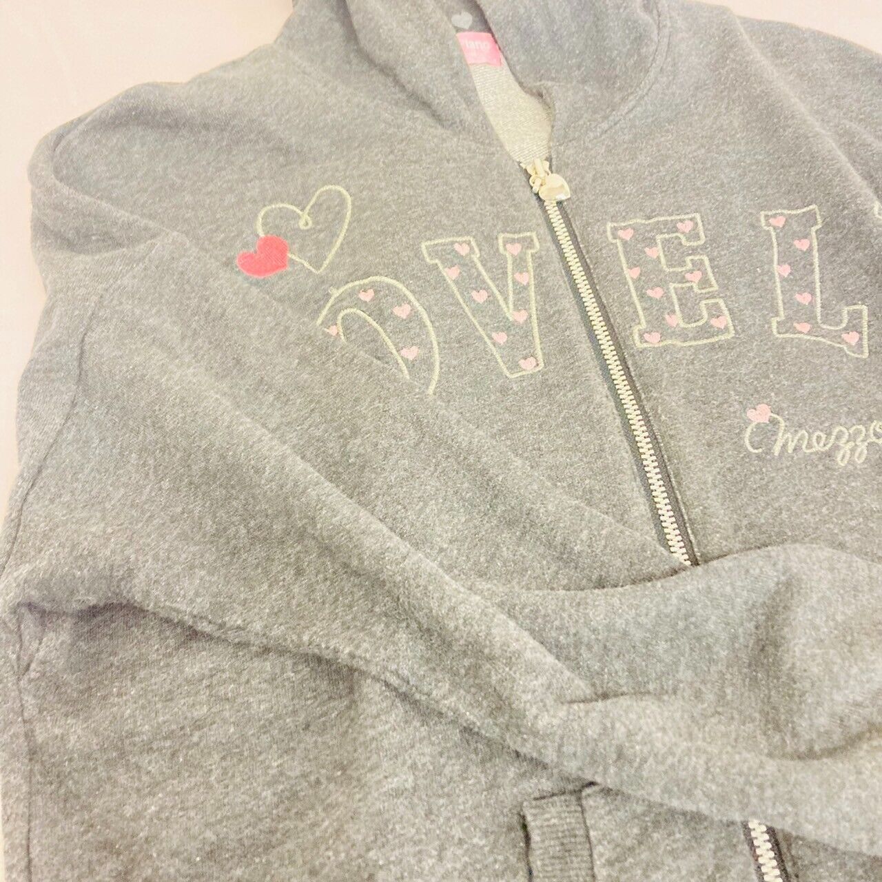 Mezzo Piano Long Sleeve Hoodie 160cm Gray Black Heart Lovely Simple Clothing