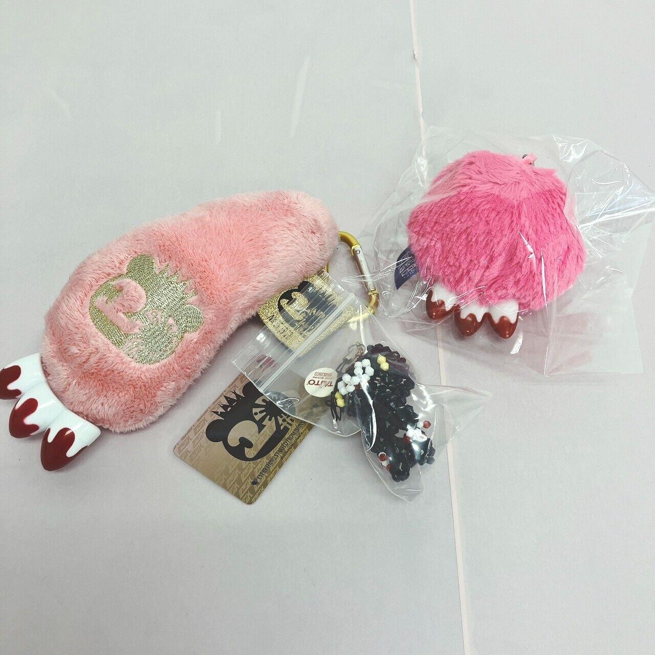 TAiTo Gloomy Bloody Bear Plush Mascot Set 3 Key Ring Hand Beads Pink Black CGP