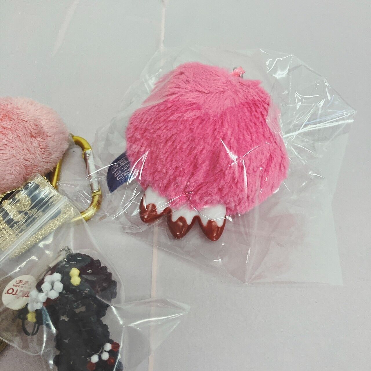 TAiTo Gloomy Bloody Bear Plush Mascot Set 3 Key Ring Hand Beads Pink Black CGP