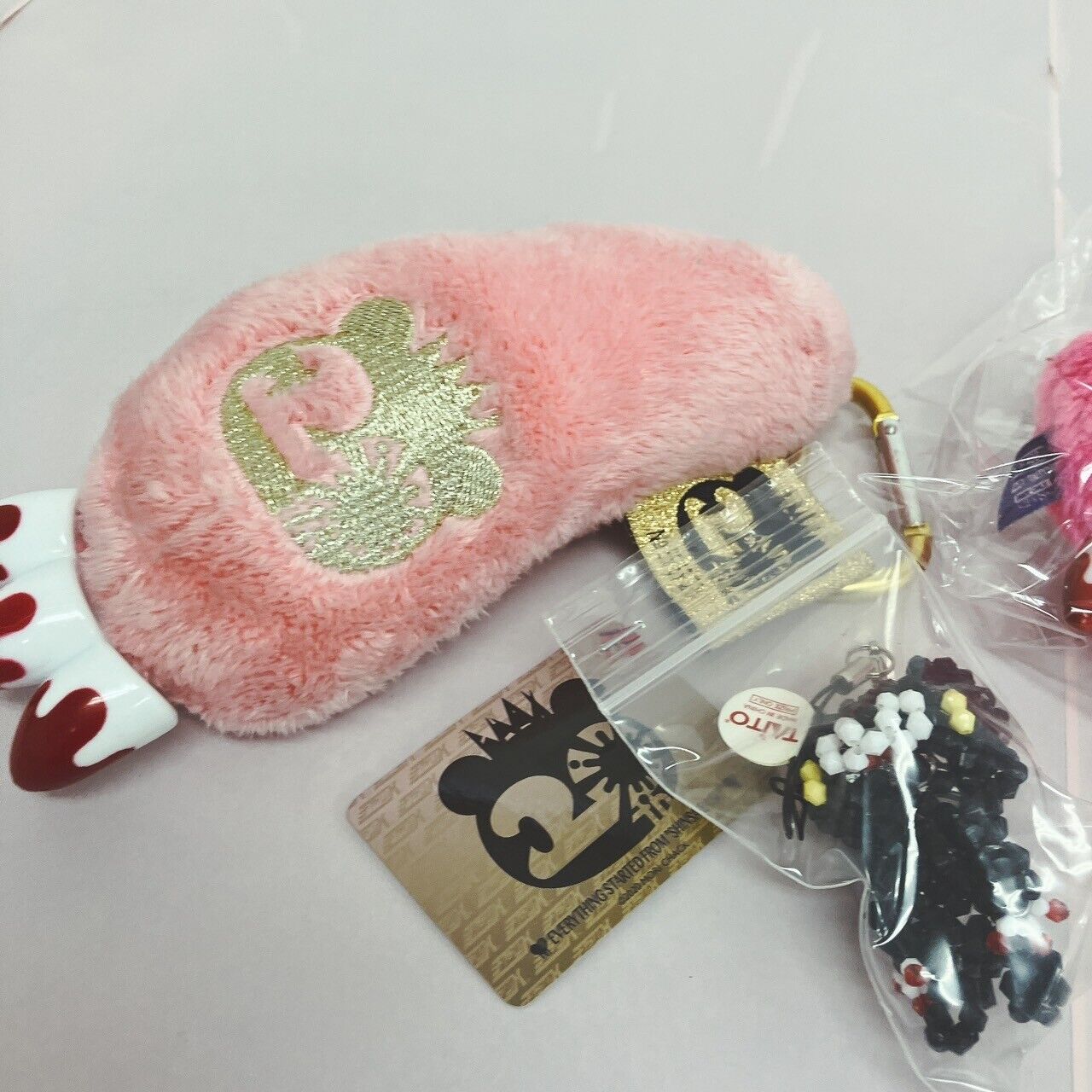 TAiTo Gloomy Bloody Bear Plush Mascot Set 3 Key Ring Hand Beads Pink Black CGP