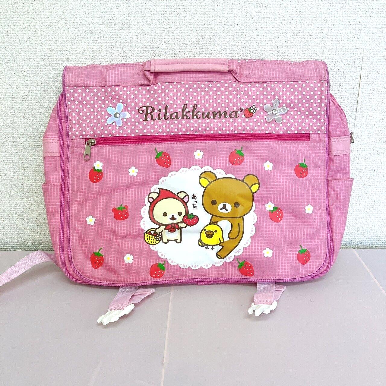 San-x Rilakkuma Korilakkuma Lesson Bag Backpack Rucksack Pink Strawberry Bear