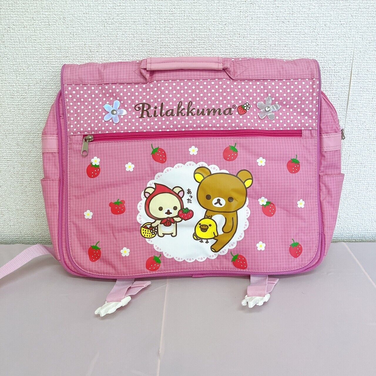 San-x Rilakkuma Korilakkuma Lesson Bag Backpack Rucksack Pink Strawberry Bear