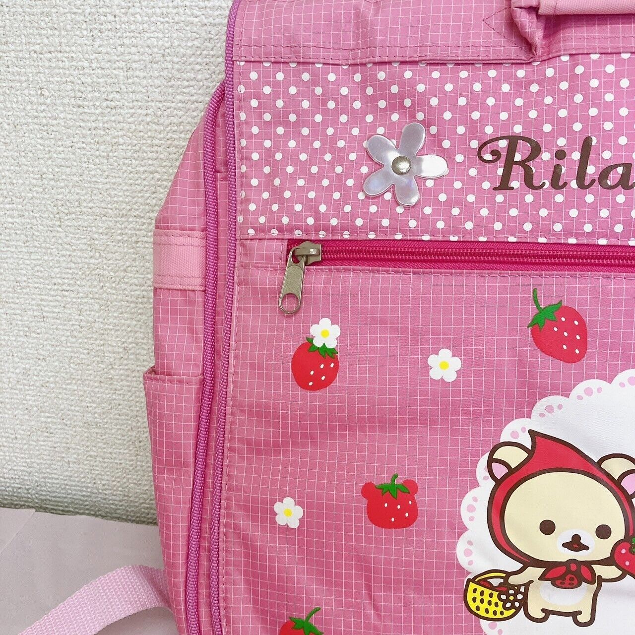 San-x Rilakkuma Korilakkuma Lesson Bag Backpack Rucksack Pink Strawberry Bear