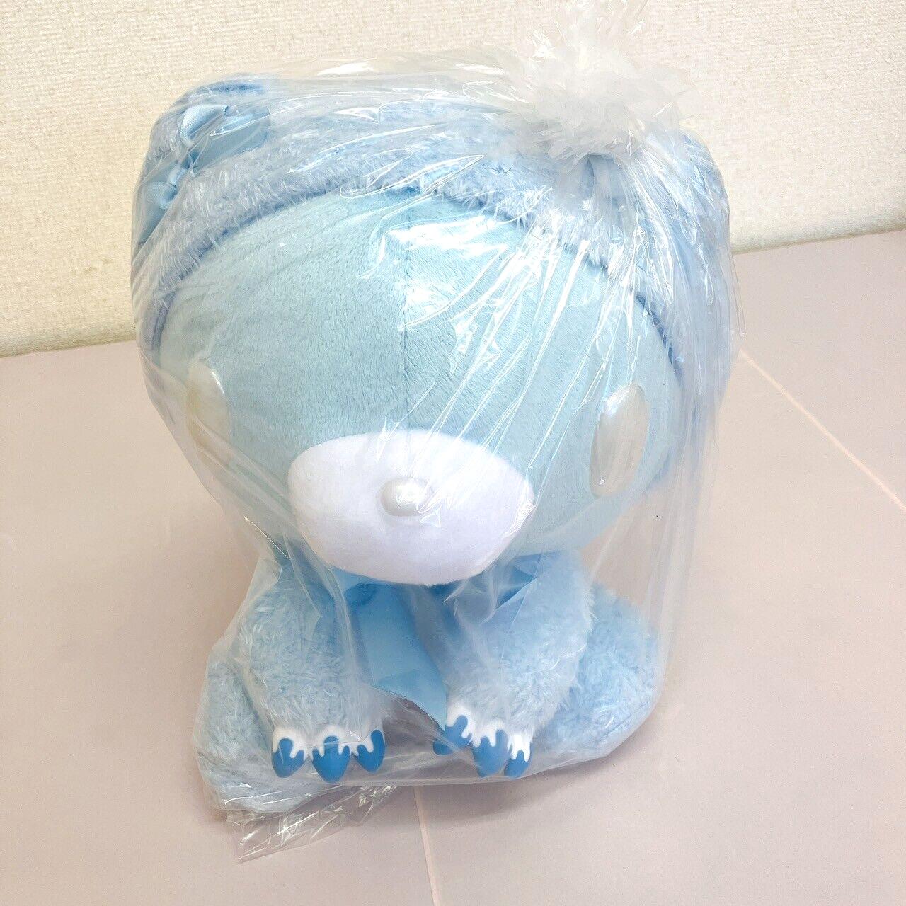 TAiTo Gloomy Bloody Bear Plush Soft Stuffed Toy Blue Fluffy Night Wear Ribbon