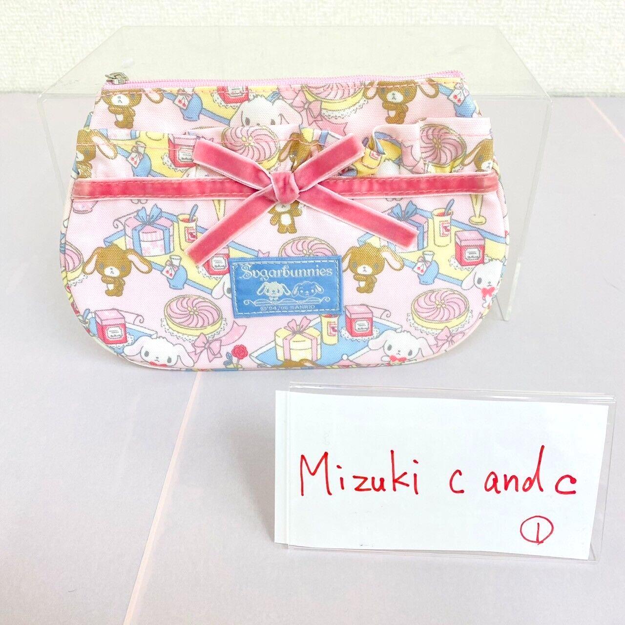 Sanrio Sugar Bunnies Pouch Pink Ribbon Shirousa Kurousa Rabbit Cake Kawaii Rare