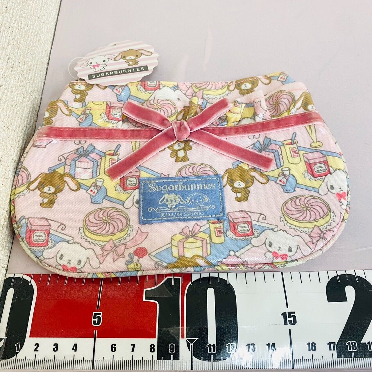 Sanrio Sugar Bunnies Pouch Pink Ribbon Shirousa Kurousa Rabbit Cake Kawaii Rare