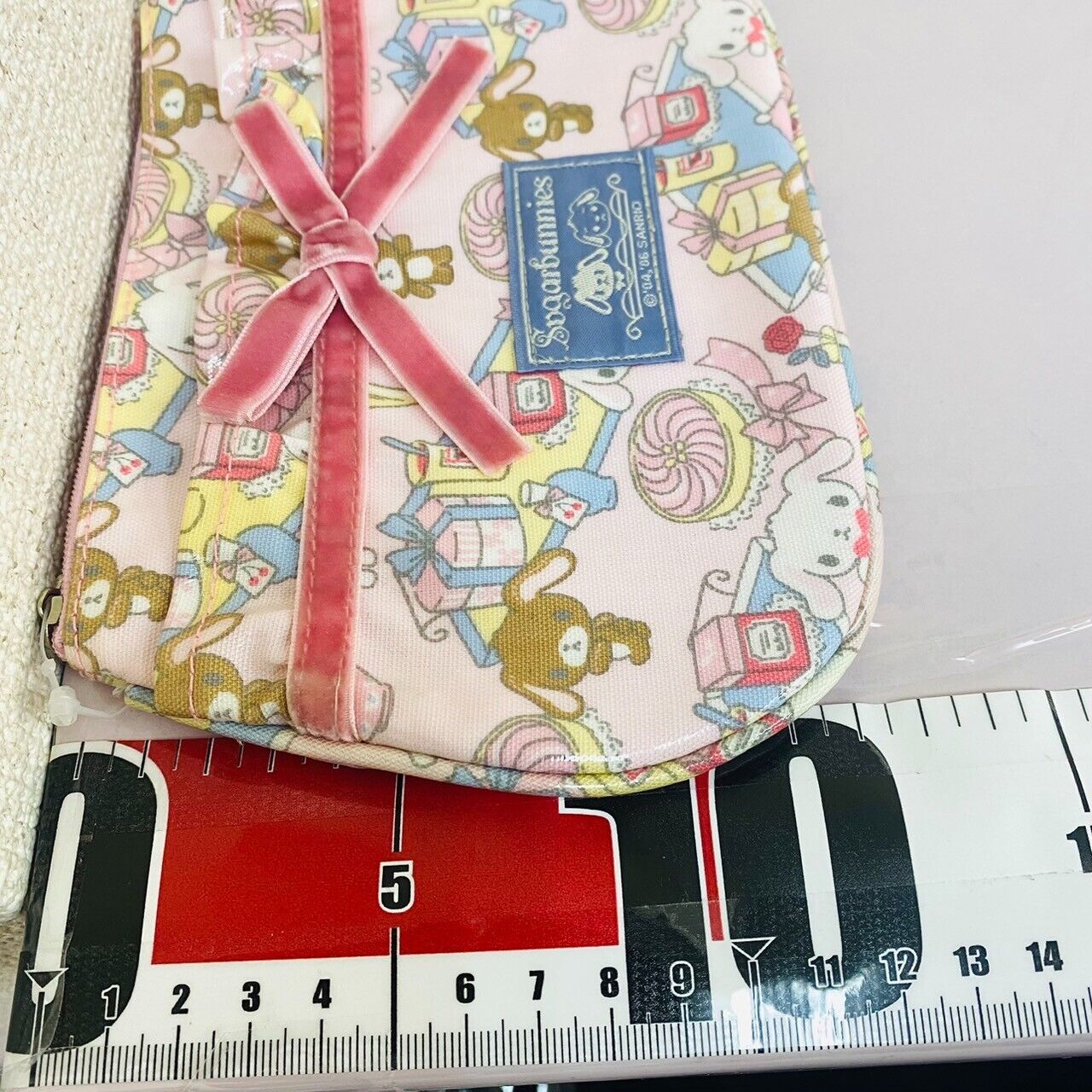 Sanrio Sugar Bunnies Pouch Pink Ribbon Shirousa Kurousa Rabbit Cake Kawaii Rare