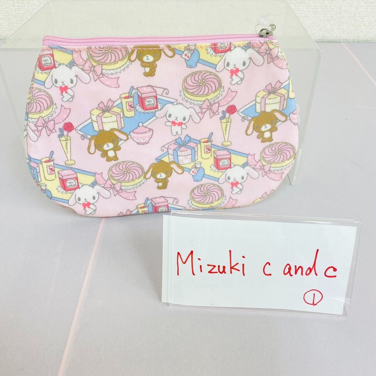 Sanrio Sugar Bunnies Pouch Pink Ribbon Shirousa Kurousa Rabbit Cake Kawaii Rare