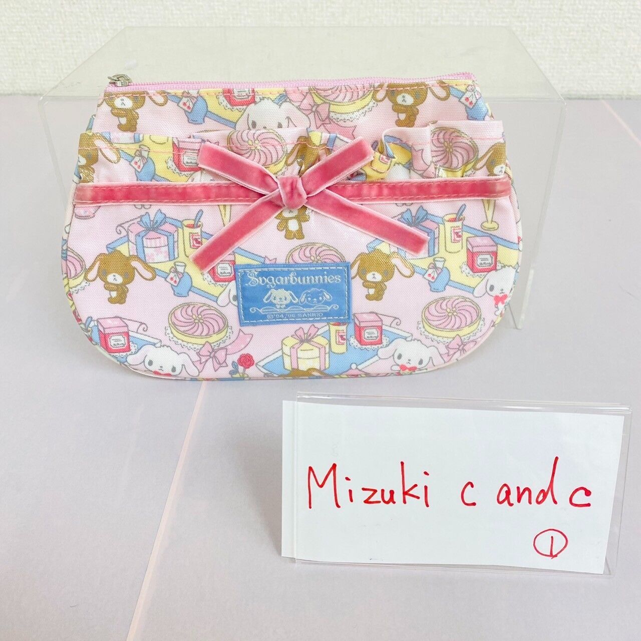 Sanrio Sugar Bunnies Pouch Pink Ribbon Shirousa Kurousa Rabbit Cake Kawaii Rare