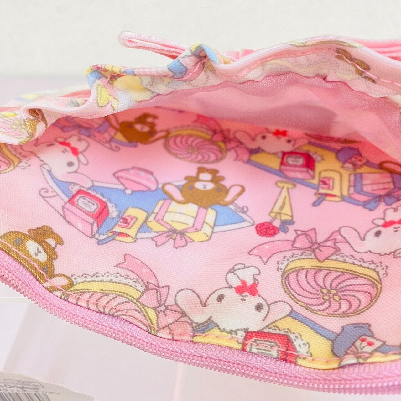 Sanrio Sugar Bunnies Pouch Pink Ribbon Shirousa Kurousa Rabbit Cake Kawaii Rare