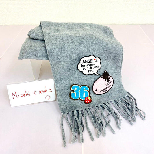 Angel Blue Muffler Winter Scarf Gray Simple Strawberry Logo Cute Kawaii Rare