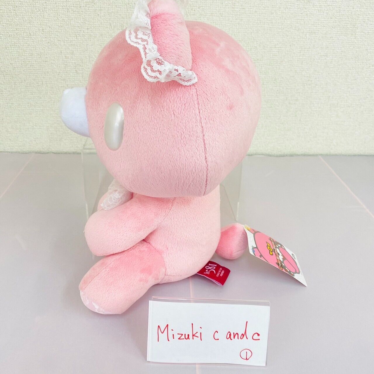 TAiTo Gloomy Bloody Bear Plush Pink Soft Stuffed Toy Lace Ribbon Fluffy Kawaii