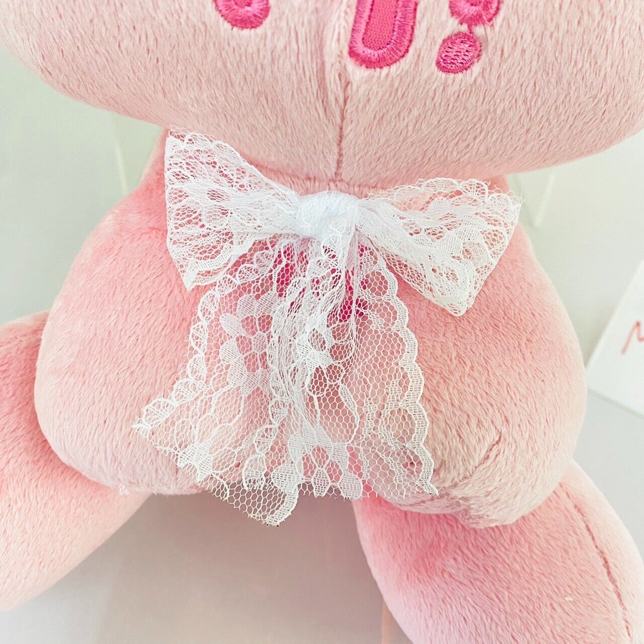 TAiTo Gloomy Bloody Bear Plush Pink Soft Stuffed Toy Lace Ribbon Fluffy Kawaii