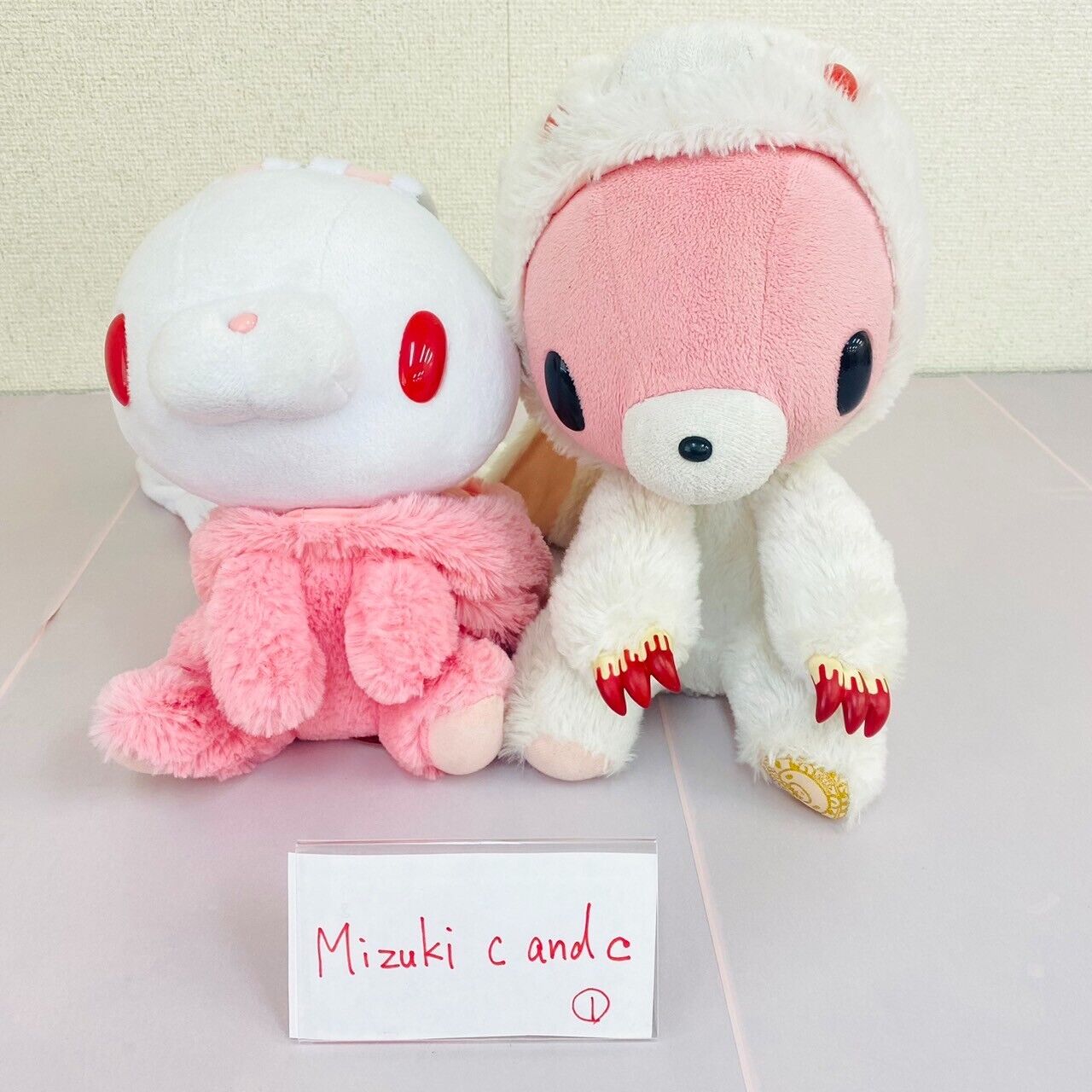 Taito Hanyou Usagi All Purpose Rabbit Gloomy Bloody Bear Plush Set 2 Pink White