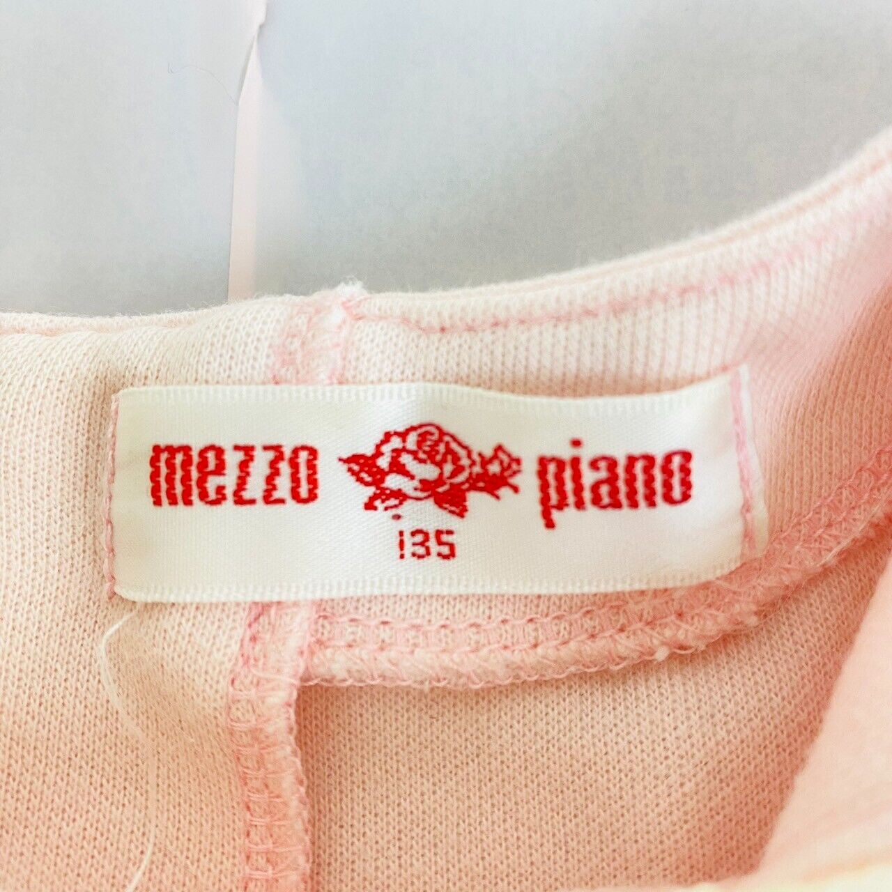 Mezzo Piano Long Sleeve T-shirt 135cm Tops Pink Frill Ribbon Button Girls Kawaii