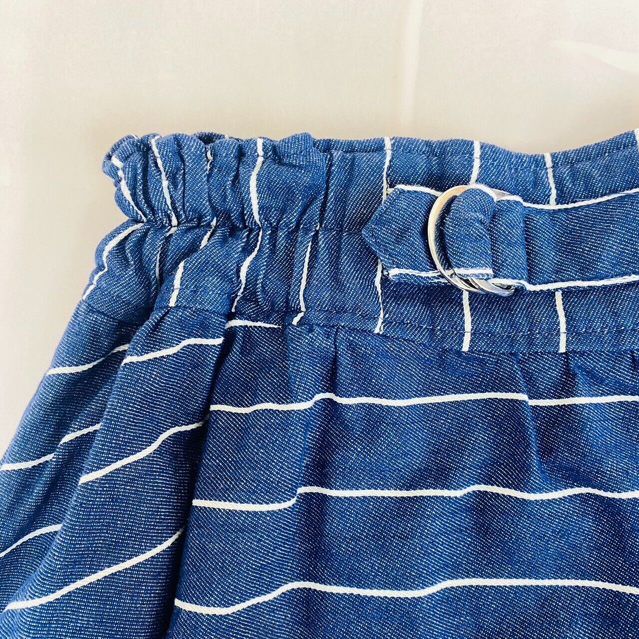 Mezzo Piano Kids Skirt 160cm Blue Marine Stripe Simple Heart Ribbon Kawaii Rare