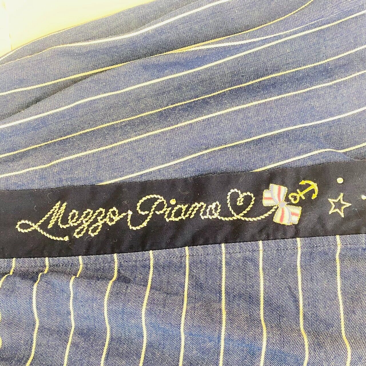 Mezzo Piano Kids Skirt 160cm Blue Marine Stripe Simple Heart Ribbon Kawaii Rare