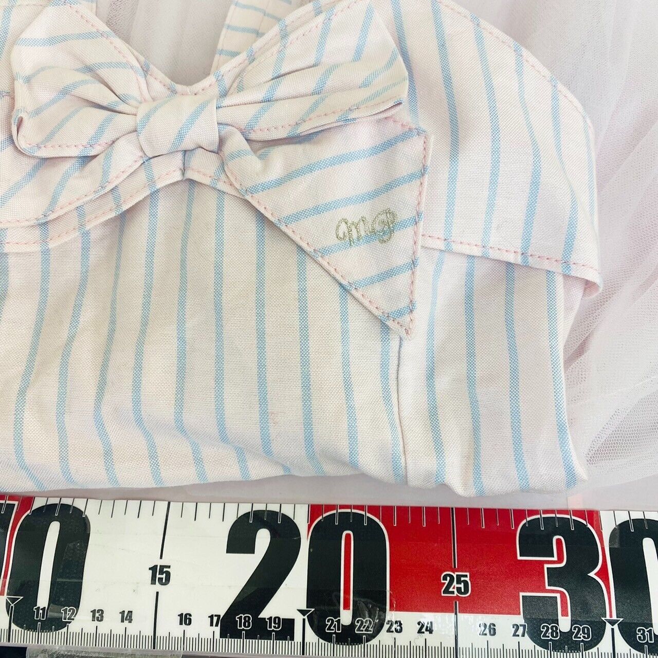 Mezzo Piano Kids Tulle Skirt One Piece 140cm Stripe Ribbon White Light Blue Rare