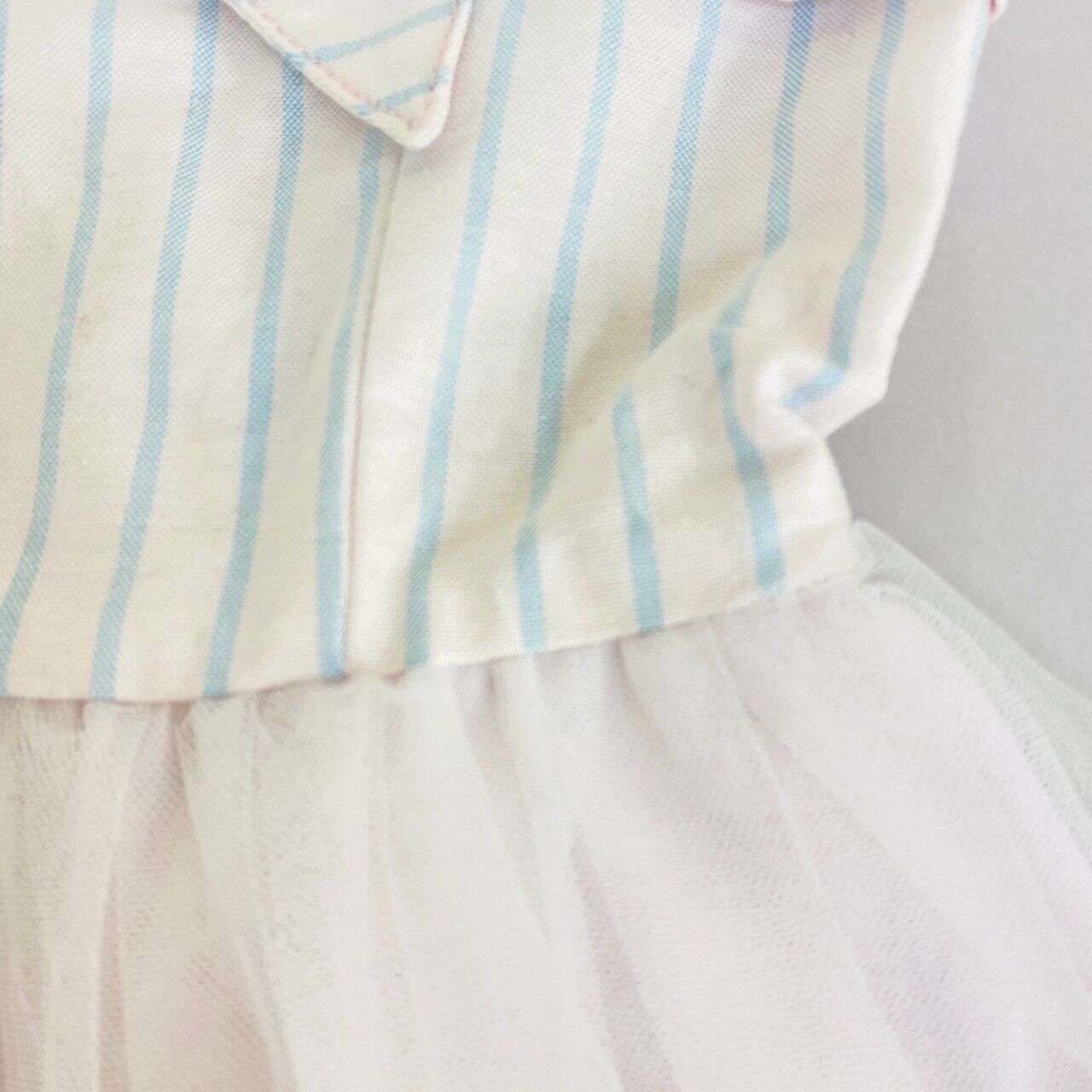 Mezzo Piano Kids Tulle Skirt One Piece 140cm Stripe Ribbon White Light Blue Rare