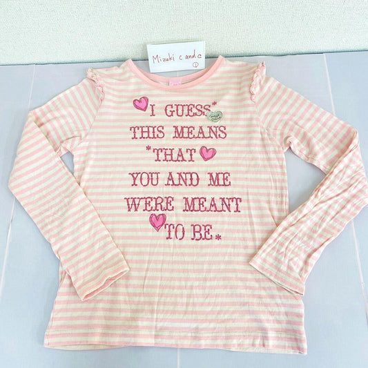 Mezzo Piano Long Sleeve T-shirt 160cm Striped Pink White Heart Tops Kawaii Girls