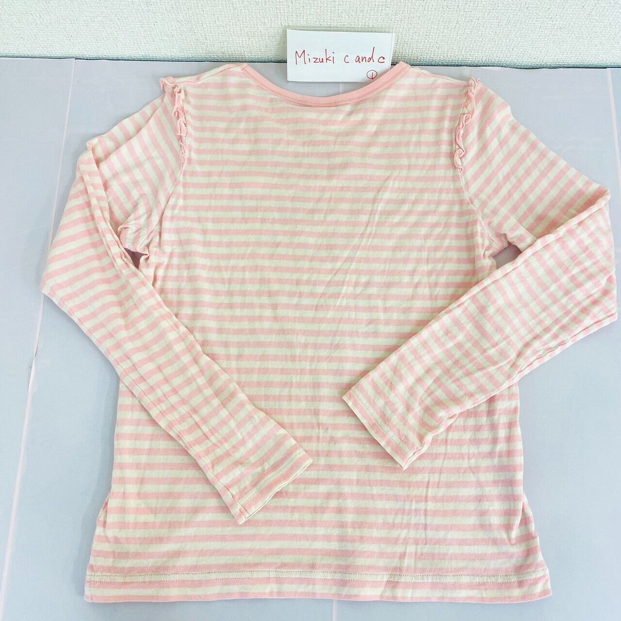 Mezzo Piano Long Sleeve T-shirt 160cm Striped Pink White Heart Tops Kawaii Girls