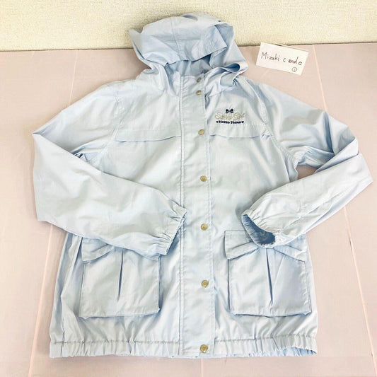 Mezzo Piano Long Sleeve Jacket Hoodie 160cm Light Blue Ribbon Pocket Nylon Girls