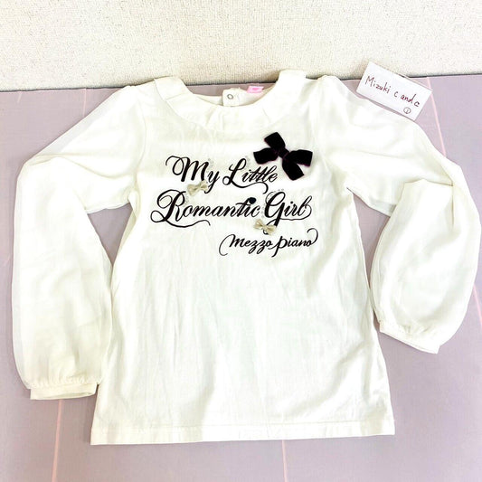 Mezzo Piano Long Sleeve T-shirt Tops White 160 Size Ribbon Lace Collar Kawaii