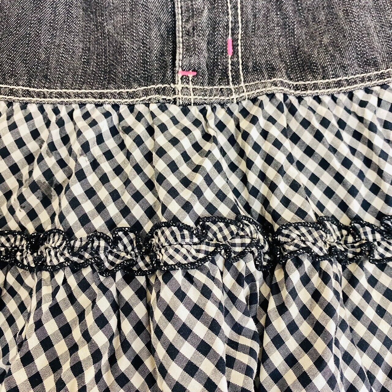 Mezzo Piano Skirt 140 Size Denim Black Flare Simple Plaid Kawaii Kids Girl Rare