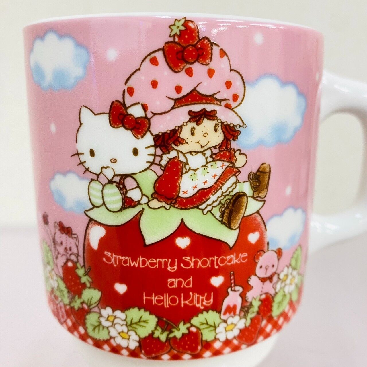 Sanrio Hello Kitty Strawberry Shortcake Collaboration Mug Cup Pink Box Kawaii