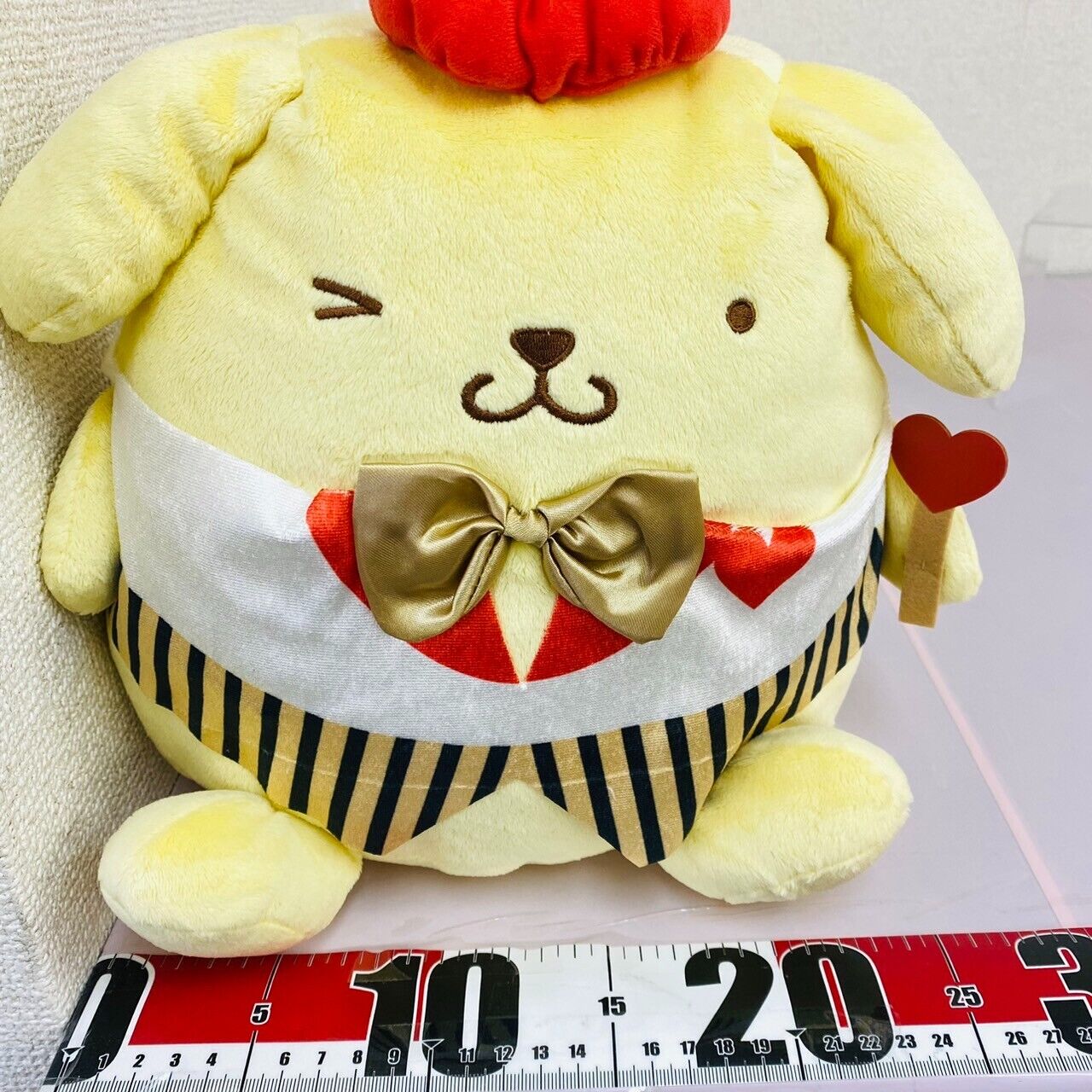 Sanrio Pompom Purin Plush Soft Stuffed Toy Yellow Heart Fairy Stripe Ribbon Rare