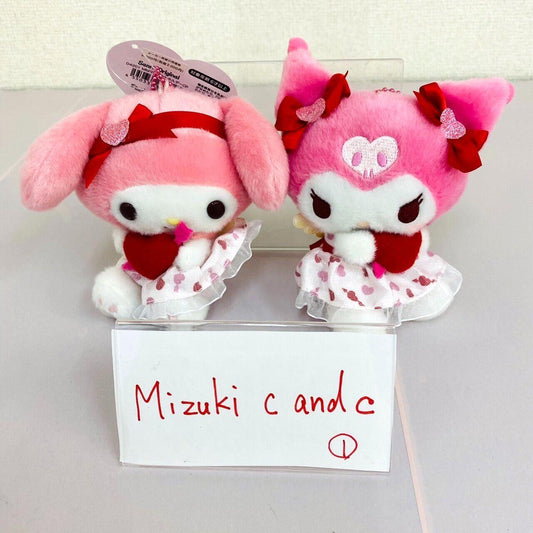 Sanrio My Melody Kuromi Plush Set 2 Soft Stuffed Toy Fluffy Mascot Pink Cupid