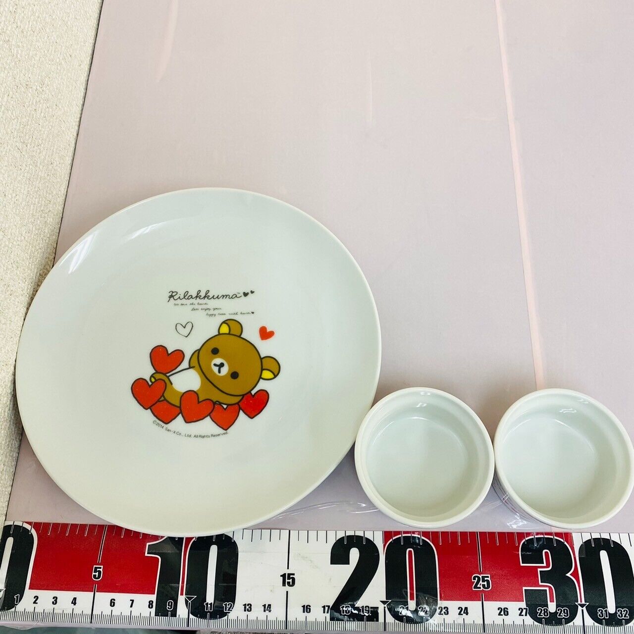 San-x Rilakkuma Korilakkuma Morning Set Plate Tableware White Heart Kawaii Rare